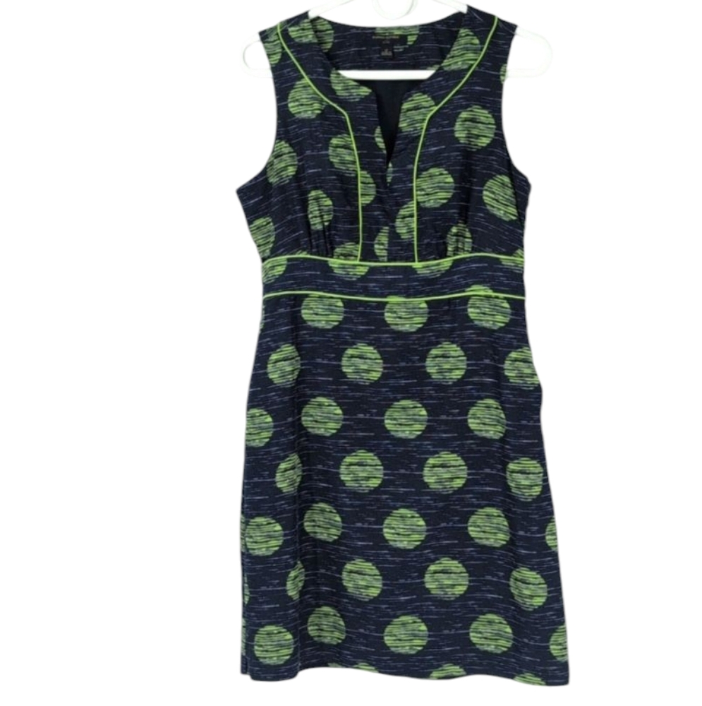 Banana Republic dark blue and Green Polka Dot Dress size 6P great condition !